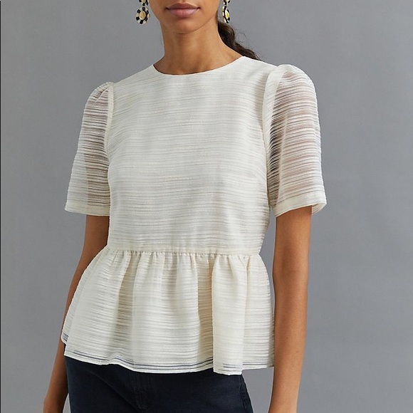 Sunday in Brooklyn💕Sheer Bow-Back Blouse Size SP - Picture 2 of 4